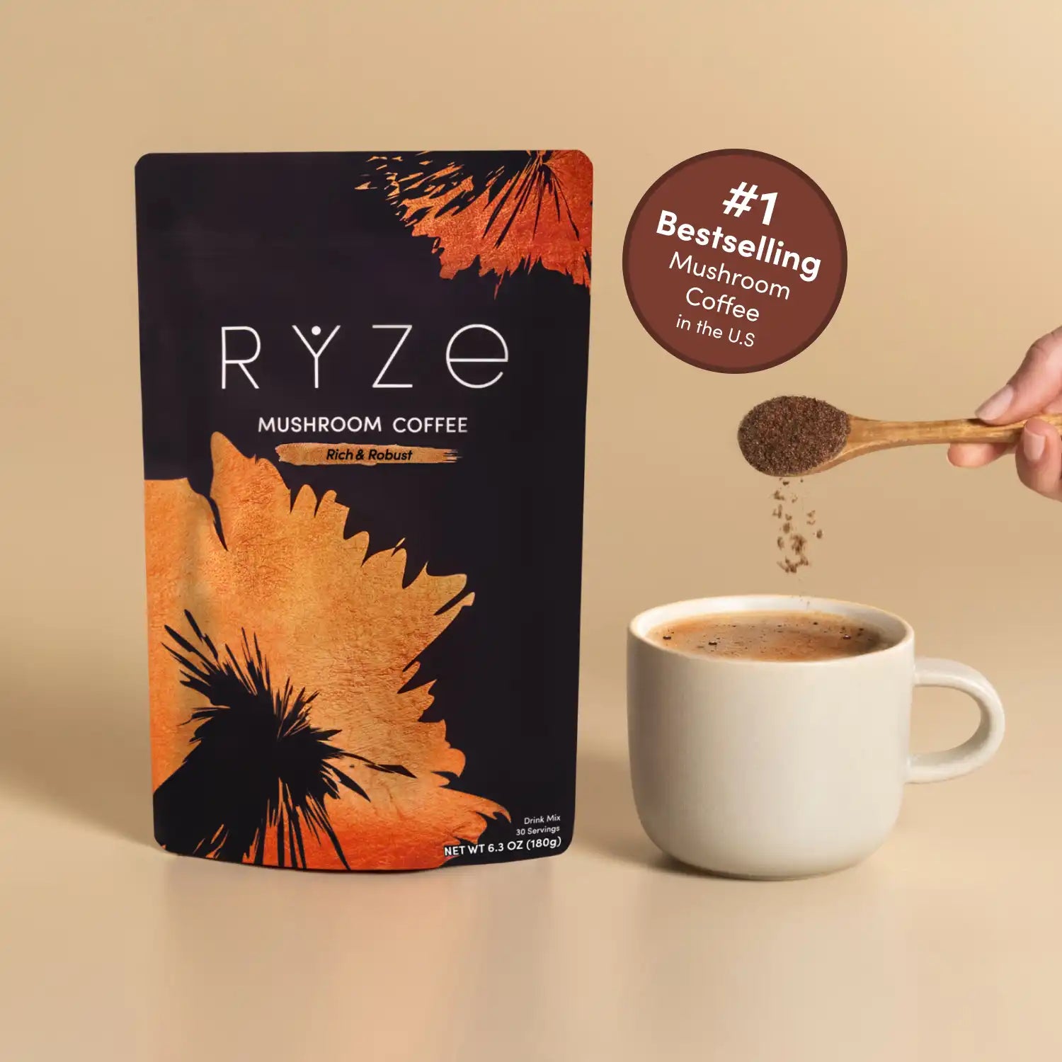 Mushroom Coffee Dark Roast (30 Servings) - Low Caffeine
